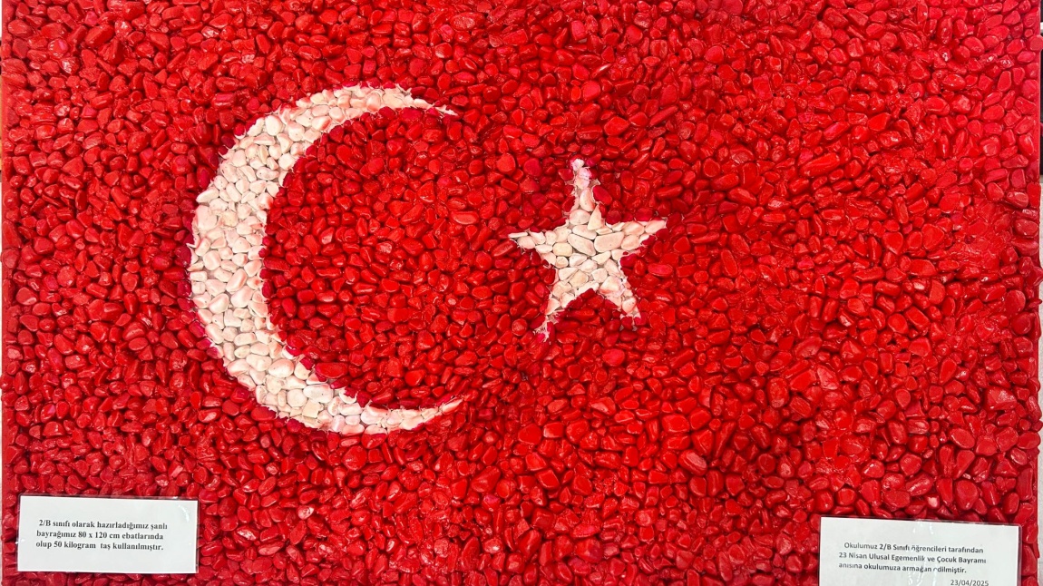 2-B ÖĞRENCİLERİMİZİN 23 NİSAN ULUSAL EGEMENLİK VE ÇOCUK BAYRAMI İÇİN YAPTIĞI DOLOMİT TAŞ İLE BAYRAK ÇALIŞMASI